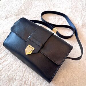 Yves Saint Laurent Black Crossbody Bag with Gold Accents